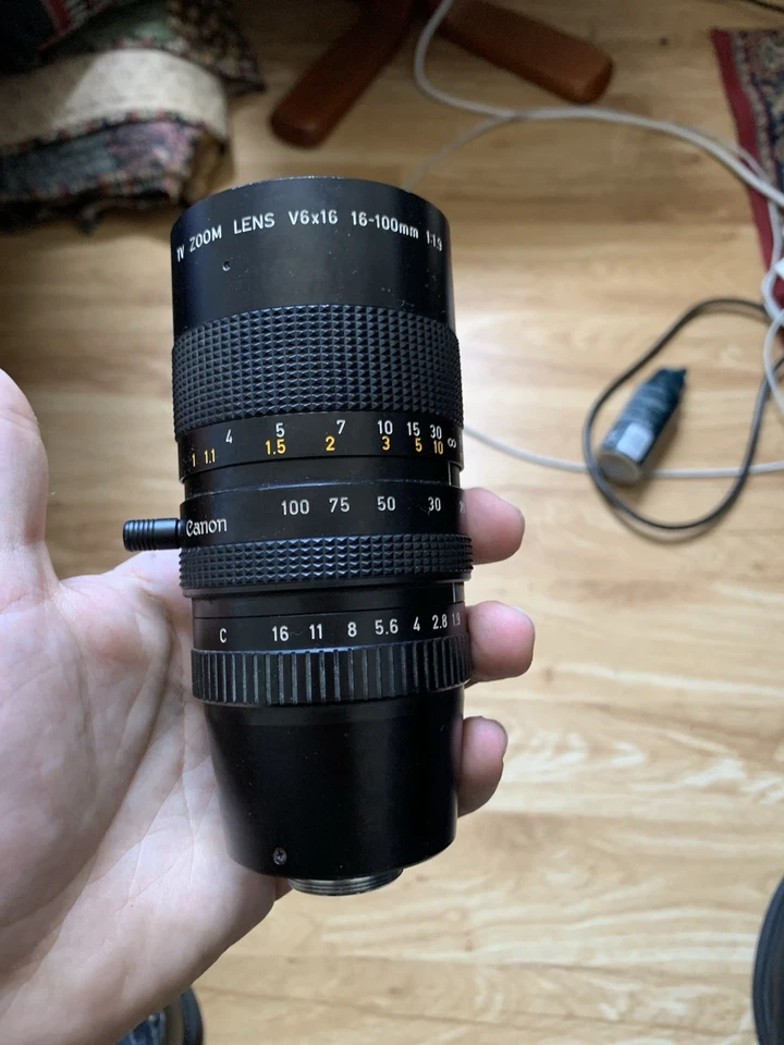 Canon TV Zoom Lens V6x16 16-100mm T1.9 Fixed Aperture Vintage Cine Lens C Mount - image 1 of 4