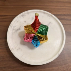 Belén Estrella del Norte Acanalado Starburst Vidrio Soplado a Mano Adorno de Navidad - Imagen 1 de 3