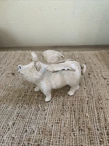 Antikes Schwein mit Flügeln fliegend Gusseisen rustikal Sparschwein Bauernhaus Vintage 4" - Bild 1 von 8