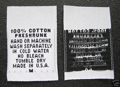 100 ШТ. БЕЛЫЕ ТКАНЫЕ ЯРЛЫКИ ЭТИКЕТОК ДЛЯ ШИТЬЯ ОДЕЖДЫ - 100% ХЛОПОК ПРЕДВАРИТЕЛЬНАЯ УСАДКА - Изображение 1 из 1