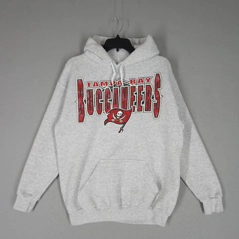 VTG Tampa Bay Buccaneers Sweatshirt Mens Medium Gray Pullover Hoodie Sweater 90s Cover