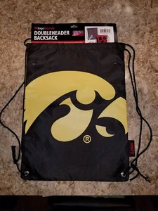 LOGO CHAIR IOWA HAWKEYES DOUBLEHEADER BACKSACK Similar to a backpack DrawString - Picture 1 of 3