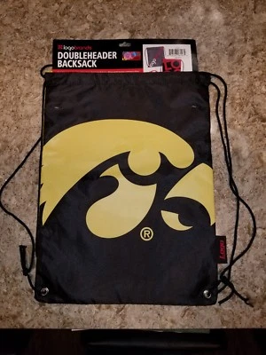 CADEIRA LOGOTIPO IOWA HAWKEYES MOCHILA DOUBLEHEADER Semelhante a uma mochila DrawString - Imagem 1 de 3