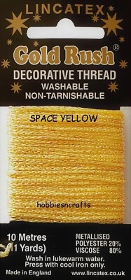 Espace Jaune Lincatex Gold Rush Métallique Décoratif Broderie Fil 10 Mètre - Photo 1/4