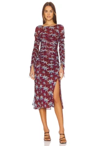 NEW DVF DIANE VON FURSTENBERG CORINNE DRESS WINE FLORAL SIZE XXS *NO LINER**ZZ - Picture 1 of 3