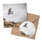 1 x Greeting Card & 10cm Sticker Set - 3D Glitch Mountain Biker #50002