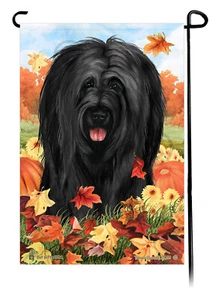 Bandera de jardín Falling Leaves - Briard negro sin recortar - Imagen 1 de 1