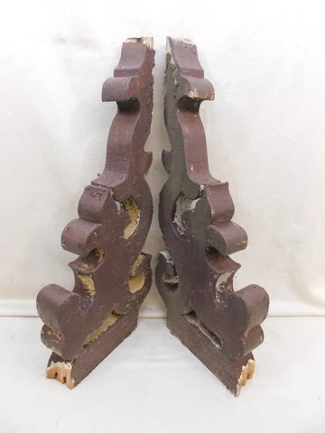 1800's Antique Wooden CORBELS Scrolled Fretwork VICTORIAN EASTLAKE Style ORNATE Cover