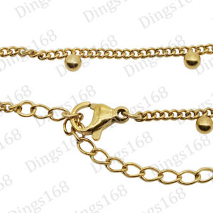 Designer Inspired Solid 18K Yellow Gold Filled Beaded Curb Chain Bracelet E277