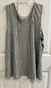 Susan Graver XL Silver Crinkle Tank Top 100% Polyester New - Picture 1 of 10