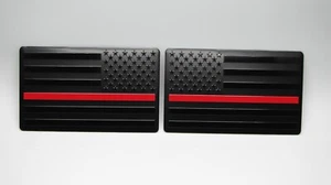THIN RED LINE AMERICAN TACTICAL FLAG SET ALUMINUM 3D LARGE CAR EMBLEM 5"X3" - Picture 1 of 24