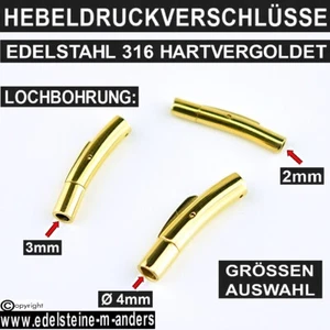 Edelstahl Hebeldruckverschluss Verschluss für Leder Band Kautschuk Kette Armband - Bild 1 von 4