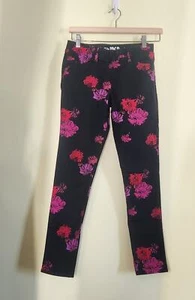 Gap Floral Jegging Girls Size 14 Black Floral Print Jeans Pull On Boho Girly - Picture 1 of 4