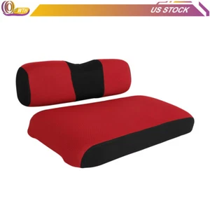 Front Golf Cart Seat and Back Cushion Cover Set for EZGO RXV Black & Red - Picture 1 of 9