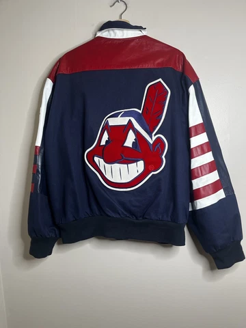 Vintage Cleveland Indians Jeff Hamilton Leather Jacket Men’s Size Large Blue Cover