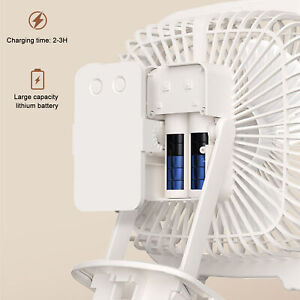 White Clip On Fan USB Charge Portable Desk Fan Wall Mount LED Light Fan W GOF