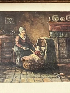 E. Van DerBurg Print Feeding the Baby 12.5”x 10.5” - Picture 1 of 4