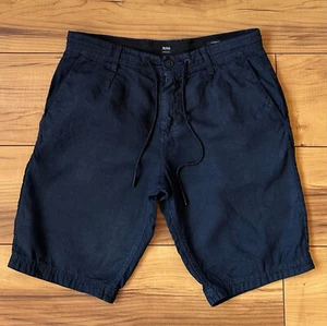 100%ORIGINAL HUGO BOSS TAPERED FIT SYMOON-SHORTS HOSE GR.46 LEINEN BLAU - Bild 1 von 11