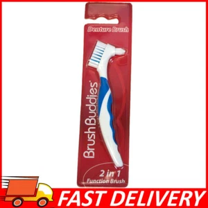 NEW Denture Toothbrush False Teeth Cleaning Brush Ergonomic Handle Bristles - Picture 1 of 8