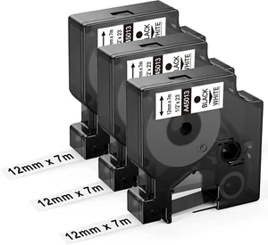 3X  45013 Etichette 12Mm X 7M Compatibile per Dymo D1 Nastro 12Mm X 7M 45013 S07 - Foto 1 di 12