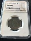 1901  NGC Graded Canadian, Large One Cent, **MS-64**