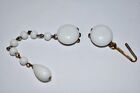 VINTAGE1 WHITE GLASS BEADED CHAIN CLASP* BOTH SIDES * 4 inches * 3 strand 