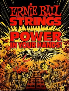 VINTAGE 1983 ERNIE BALL GITARRENSAITEN POWER IN YOUR HANDS! DRUCKANZEIGE - Bild 1 von 1