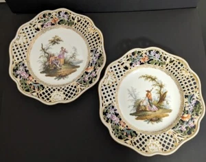 Dresden 1800's Helena Wolfsohn Plates Pair - Picture 1 of 6