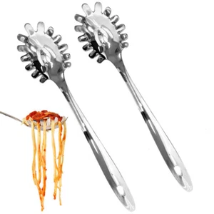 2X Stainless Pasta Server Spaghetti Spoon Fork Kitchen Utensil Noodle Claw - Picture 1 of 1