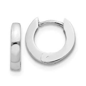 14k 14kt White Gold  Polished Hinged Hoop Earrings 10mm X 10mm - Picture 1 of 4