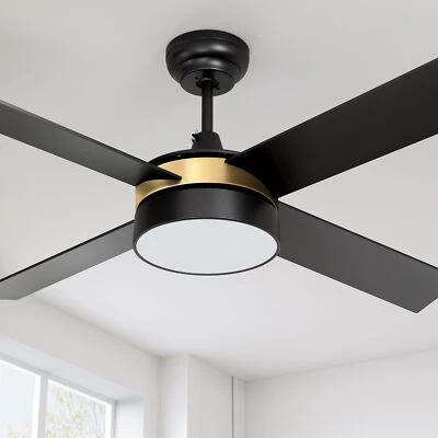 52'' Modern Black Ceiling Fans Light Dimmable Fanlight w/ Memory Function&Remote - Image 1 of 4
