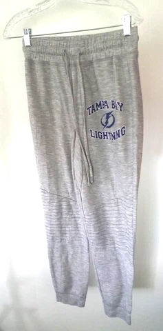 NHL Tampa Bay Lightning Jogger Sweatpants Gray with Logo Size Small Cover