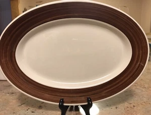 "Plato para servir ovalado de grano de madera sintética vitrificado Walker China de colección 13""x9""" - Imagen 1 de 11