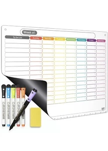 Magnetic Chore Chart for Adults & Kids Dry Erase Calendar for Refrigerator or... - Picture 1 of 6