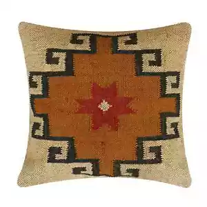 Indian Jute Kilim Cushion Cover Throw Pillow 18" Square Home Decor Handmade Wool - Picture 1 of 3