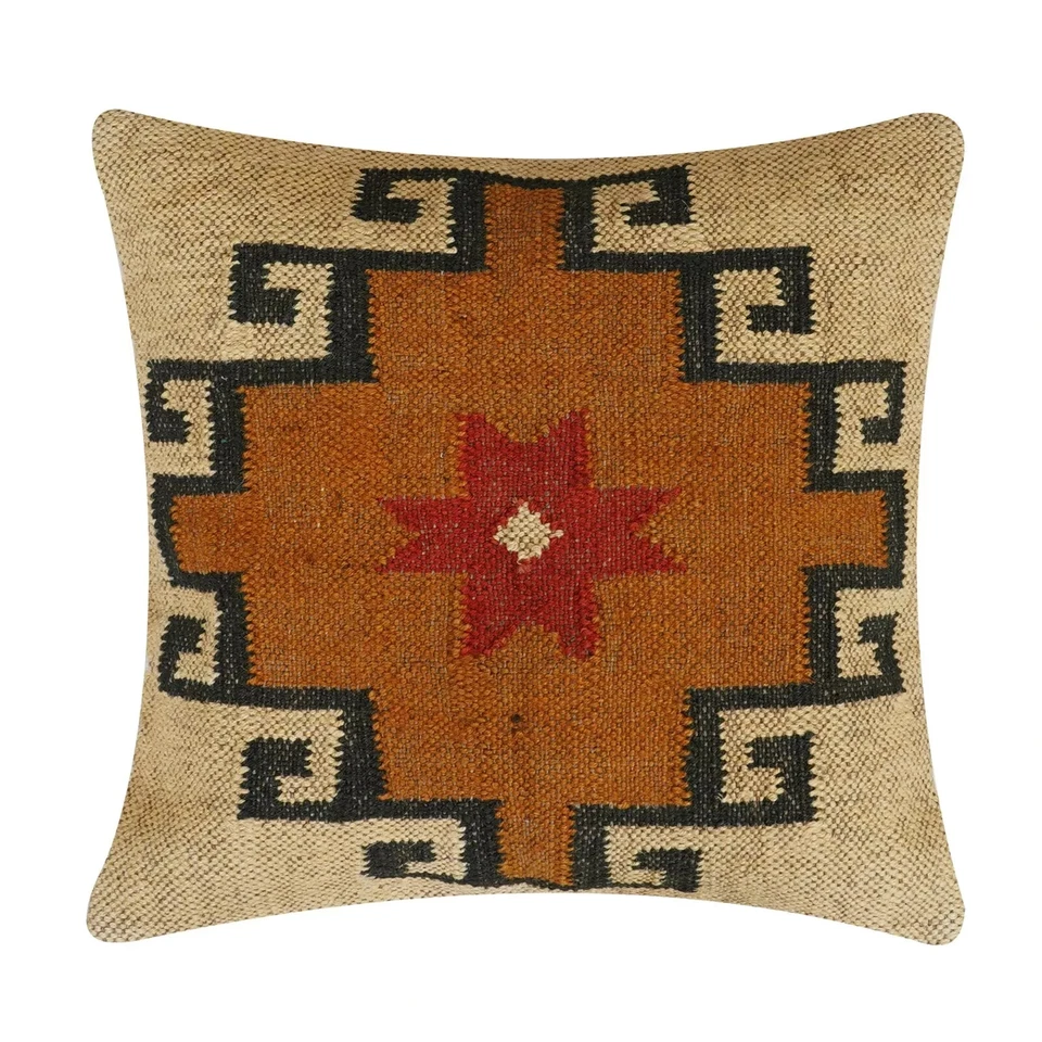 cushion cover handmade Throw Pillow Jute kilim pillow cover Navajo south western - Image 1 of 3