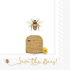 Spring 3-Ply Paper Luncheon Napkins, Save The Bees, 20-Count - Picture 1 of 1