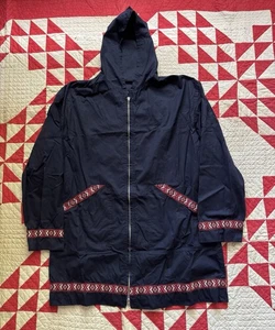 Vintage 50s 60s Cotton Ski Anorak Navy Blue Lightning Zipper Skiwear As Is - Picture 1 of 7