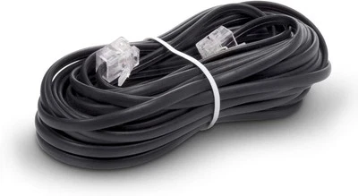 25 FT Feet Modular Phone Line Cord - High Quality 2 Conductor - Black - 1 Pack - Image 1 of 4