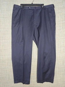 Pantalone elegante uomo Hart Schaffner Marx blu navy nero 40x28 con polsini - Foto 1 di 9