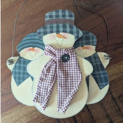 Trío muñeco de nieve de madera rústico colgante de pared vacaciones invierno decoración del hogar país regalo Foto 1 de 4