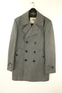 BURBERRY LONDON Men's Sz 42 IT52 Grey Herringbone Wool Double Breasted Overcoat - Picture 1 of 12
