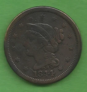 1844 BRAIDED HAIR LARGE CENT, 181 YEARS OLD!!! - Picture 1 of 2