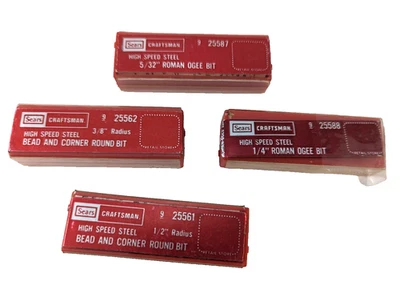 Vintage Craftsman Sears High Speed Steel Bead And Corner + Ogee Bits Set Of 4 - Image 1 of 4