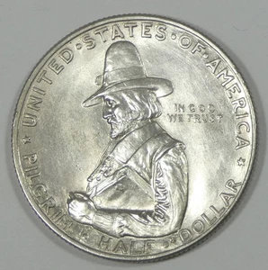 1920 Pilgrim Tercentenary Silver Commem Half Dollar BRILLIANT UNCIRCULATED - Picture 1 of 4