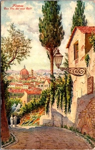 ITALY 1927 POSTAL ILLUSTRATED POSTCARD PICT FIRENZE ADDR USA & POSTMARK VENEZIA - Picture 1 of 2