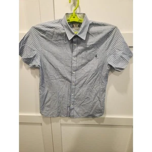 Volcom Shirt Mens Medium Blue Short Sleeve Classic Skate Asymmetrical Party - Picture 1 of 9