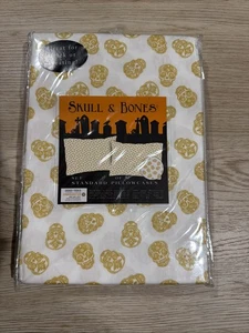 Skull & Bones Set Of 2 Standard Pillowcases Gold Skulls NWT - Picture 1 of 5