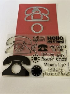 Juego de sellos y troqueles PHONE4YOU sello de la vida teléfono amistad llamada hablar - Imagen 1 de 3