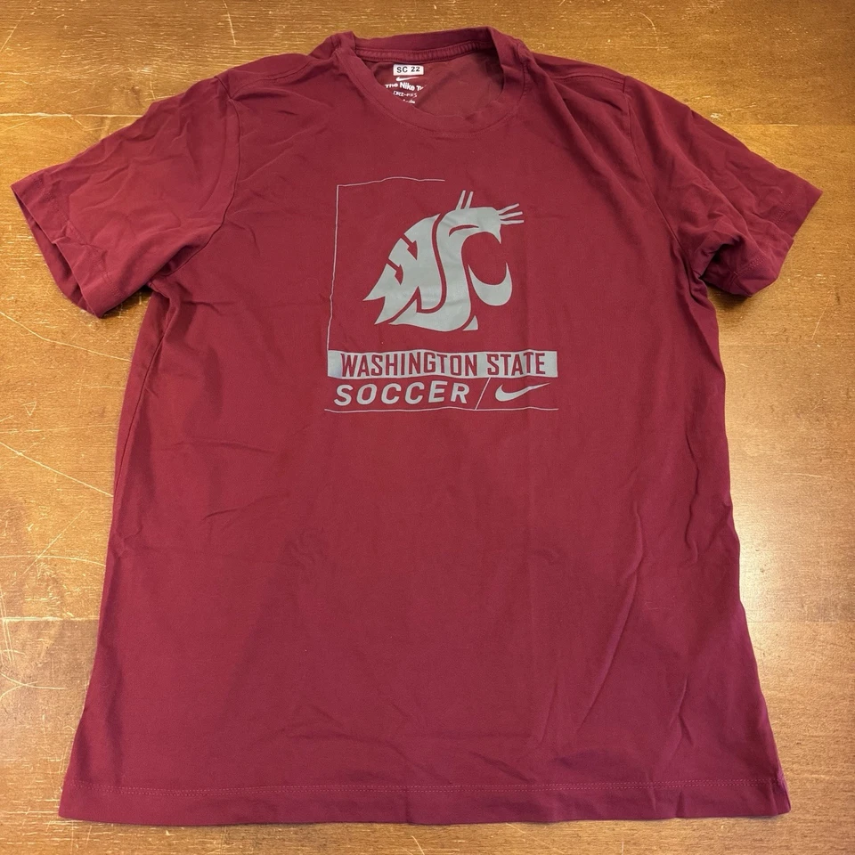Camisa Washington State Cougars Para Hombres Grande Roja Equipo de Fútbol Emitida Dri Fit Nike Foto 1 de 4